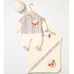 Saída Maternidade Urso Marinheiro Palha 3 Peças Saída Maternidade Urso Marinheiro Palha 3 Peças