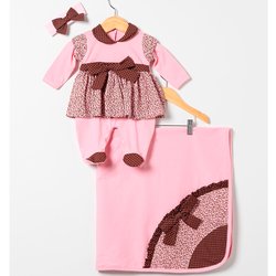 Saída de Maternidade Oncinha Rosa Menina 3 Peças Saída de Maternidade Oncinha Rosa Menina 3 Peças