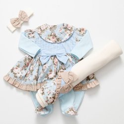 Saída de Maternidade Nina Floral Azul Menina 3 Peças Saída de Maternidade Nina Floral Azul Menina 3 Peças