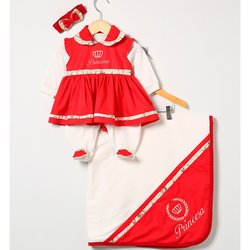 Saída de Maternidade Princesa Bella Vermelho 4 Peças Saída de Maternidade Princesa Bella Vermelho 4 Peças