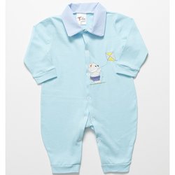 Macacão de Bebê Menino Ursinho Pipa Azul Manga Longa Macacão de Bebê Menino Ursinho Pipa Azul Manga Longa