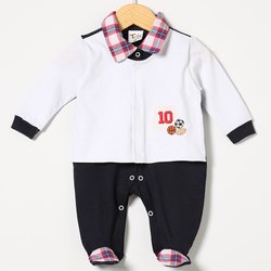 Macacão de Bebê Menino Campeão Xadrez Manga Longa Macacão de Bebê Menino Campeão Xadrez Manga Longa