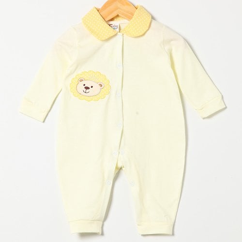 Macacão de Bebê Amarelo Urso Manga Longa