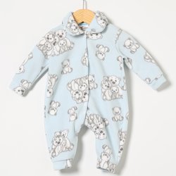 Macacão de Bebê Menino Ursinhos Azul Manga Longa Macacão de Bebê Menino Ursinhos Azul Manga Longa