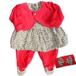 Macacão + Casaco + Faixa Oncinha Glamour Plush Vermelho 3 Peças Macacão + Casaco + Faixa Oncinha Glamour Plush Vermelho 3 Peças