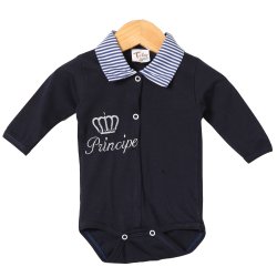 Body de Bebê Príncipe Marinho Manga Longa Body de Bebê Príncipe Marinho Manga Longa