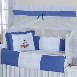 Kit de Berço Americano Marinheiro Azul 9 Peças Kit de Berço Americano Marinheiro Azul 9 Peças