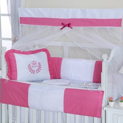 Kit de Berço Americano Coroa Pink 9 Peças Kit de Berço Americano Coroa Pink 9 Peças