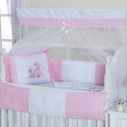 Kit de Berço Americano Camponesa Rosa 9 Peças Kit de Berço Americano Camponesa Rosa 9 Peças
