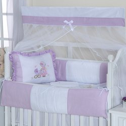 Kit de Berço Americano Camponesa Lilás 9 Peças Kit de Berço Americano Camponesa Lilás 9 Peças