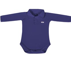 Body Para Bebê Menino Pólo Marinho Manga Longa - M Body Para Bebê Menino Pólo Marinho Manga Longa - M