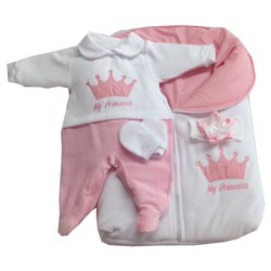 Saída de Maternidade Princess Menina Branco - Rosa Plush Saída de Maternidade Princess Menina Branco - Rosa Plush