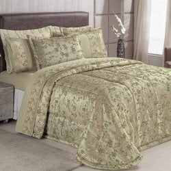 Jogo de Cama Tafetá Dourado Casal 4 Peças 100% Algodão Jogo de Cama Tafetá Dourado Casal 4 Peças 100% Algodão