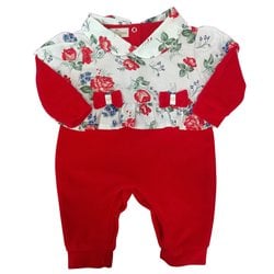 Macacão Bebê Menina Gigi Plush Floral Vermelho Macacão Bebê Menina Gigi Plush Floral Vermelho