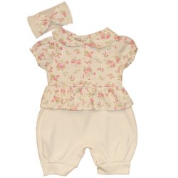 Macacão de Bebê Verão Petit Floral Palha Macacão de Bebê Verão Petit Floral Palha