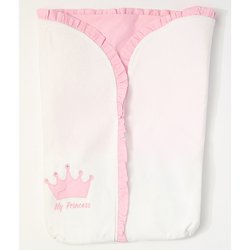 Porta Baby My Princess Branco com Rosa Poá 100% Algodão Porta Baby My Princess Branco com Rosa Poá 100% Algodão