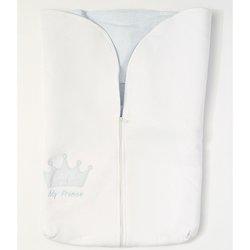 Porta Baby My Prince Branco com Azul Listrado 100% Algodão Porta Baby My Prince Branco com Azul Listrado 100% Algodão