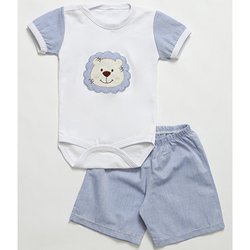 Conjunto Body e Short Leãozinho Azul Manga Curta Conjunto Body e Short Leãozinho Azul Manga Curta