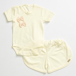 Conjunto Body e Short Lacinho Palha Manga Curta Conjunto Body e Short Lacinho Palha Manga Curta