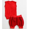 Conjunto de Bebê Body e Short Lacinho Vermelho + Camiseta 3 Peças