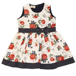 Vestido de Bebê Manu Floral Azul com Vermelho Vestido de Bebê Manu Floral Azul com Vermelho