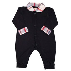 Macacão de Bebê Basic Marinho com Xadrez Macacão de Bebê Basic Marinho com Xadrez