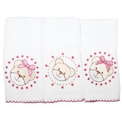 Fralda de Boca Ursinha Rosa Kit 3 Peças 100% Algodão Fralda de Boca Ursinha Rosa Kit 3 Peças 100% Algodão
