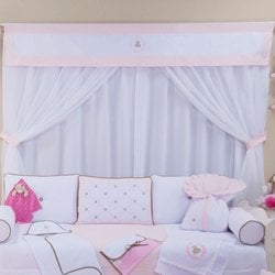 Cortina Quarto de Bebê Princesa Ursa Realeza Rosa Cortina Quarto de Bebê Princesa Ursa Realeza Rosa