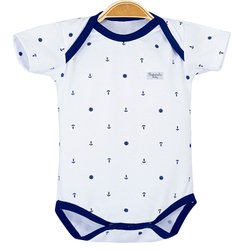 Body de Bebê Azul com Âncora Manga Curta Body de Bebê Azul com Âncora Manga Curta