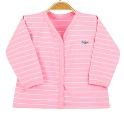 Casaco de Bebê Rosa com Listras Brancas Manga Longa Casaco de Bebê Rosa com Listras Brancas Manga Longa
