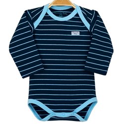Body de Bebê Marinho com Listras Azuis Manga Longa Body de Bebê Marinho com Listras Azuis Manga Longa