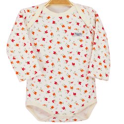 Body de Bebê Palha com Floral Manga Longa Body de Bebê Palha com Floral Manga Longa