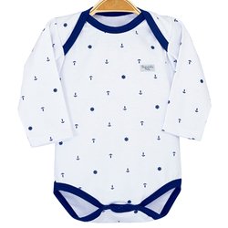 Body de Bebê Azul com Âncora Manga Longa Body de Bebê Azul com Âncora Manga Longa