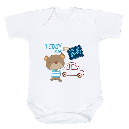 Body de Bebê Urso Teddy Estampado Manga Curta