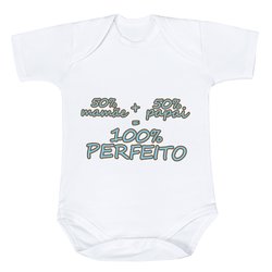 Body de Bebê 100% Perfeito Azul Estampado Manga Curta Body de Bebê 100% Perfeito Azul Estampado Manga Curta