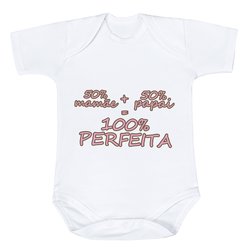 Body de Bebê 100% Perfeita Rosa Estampado Manga Curta Body de Bebê 100% Perfeita Rosa Estampado Manga Curta