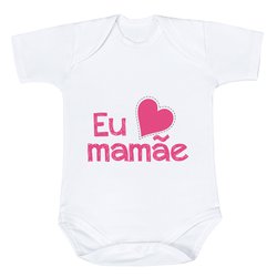 Body de Bebê Eu Amo a Mamãe Rosa Estampado Manga Curta Body de Bebê Eu Amo a Mamãe Rosa Estampado Manga Curta