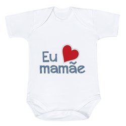 Body de Bebê Eu Amo a Mamãe Azul Estampado Manga Curta Body de Bebê Eu Amo a Mamãe Azul Estampado Manga Curta