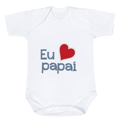 Body de Bebê Eu Amo o Papai Azul Estampado Manga Curta Body de Bebê Eu Amo o Papai Azul Estampado Manga Curta