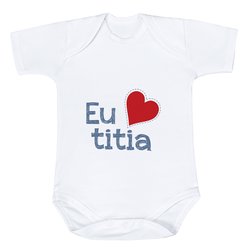 Body de Bebê Eu Amo a Titia Azul Estampado Manga Curta Body de Bebê Eu Amo a Titia Azul Estampado Manga Curta