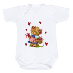 Body de Bebê Ursinha Amor Estampado Manga Curta Body de Bebê Ursinha Amor Estampado Manga Curta