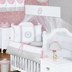 Kit Berço Chevron Rosa 100% Algodão 9 Peças Kit Berço Chevron Rosa 100% Algodão 9 Peças