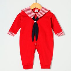 Macacão de Bebê Manga Longa Marinheiro Luxo Vermelho Macacão de Bebê Manga Longa Marinheiro Luxo Vermelho