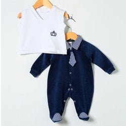 Macacão + Polover Príncipe Marinho Plush Macacão + Polover Príncipe Marinho Plush