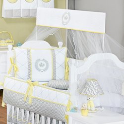 Kit Berço Chevron Amarelo 100% Algodão 9 Peças Kit Berço Chevron Amarelo 100% Algodão 9 Peças