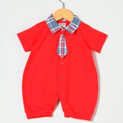 Macacão Curto de Bebê Gravatinha Vermelho Macacão Curto de Bebê Gravatinha Vermelho