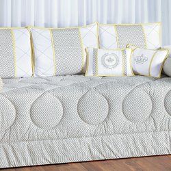 Kit Cama Babá Chevron Amarelo 100% Algodão 8 Peças Kit Cama Babá Chevron Amarelo 100% Algodão 8 Peças