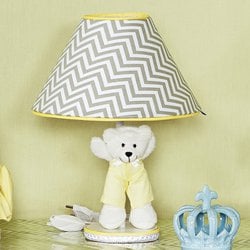 Kit Acessórios Chevron Amarelo Abajur + Cesta + Jogo de Potes Kit Acessórios Chevron Amarelo Abajur + Cesta + Jogo de Potes