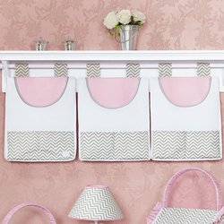 Porta Fraldas Varão Chevron Rosa 100% Algodão 3 Peças Porta Fraldas Varão Chevron Rosa 100% Algodão 3 Peças