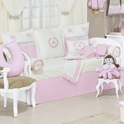 Kit Cama Babá Elegance Rosa 100% Algodão 8 Peças Kit Cama Babá Elegance Rosa 100% Algodão 8 Peças